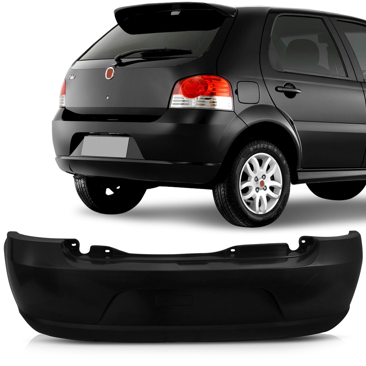 PARACHOQUE TRASEIRO PALIO 2007 A 2012 PRETO LISO DTS 3406 - Buiar Auto Pe�as - Com�rcio de Pe�as em Arauc�ria