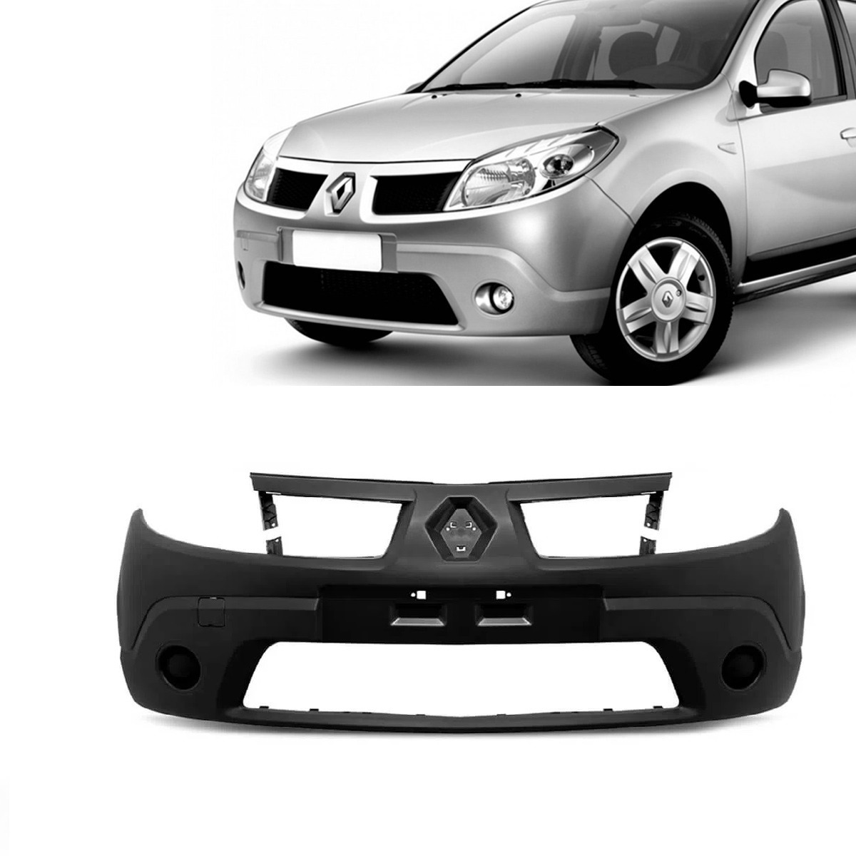 PARACHOQUE DIANTEIRO SANDERO 2008 A 2011 PRETO LISO SEM AUXILIAR DTS 4103 - Buiar Auto Pe�as - Com�rcio de Pe�as em Arauc�ria