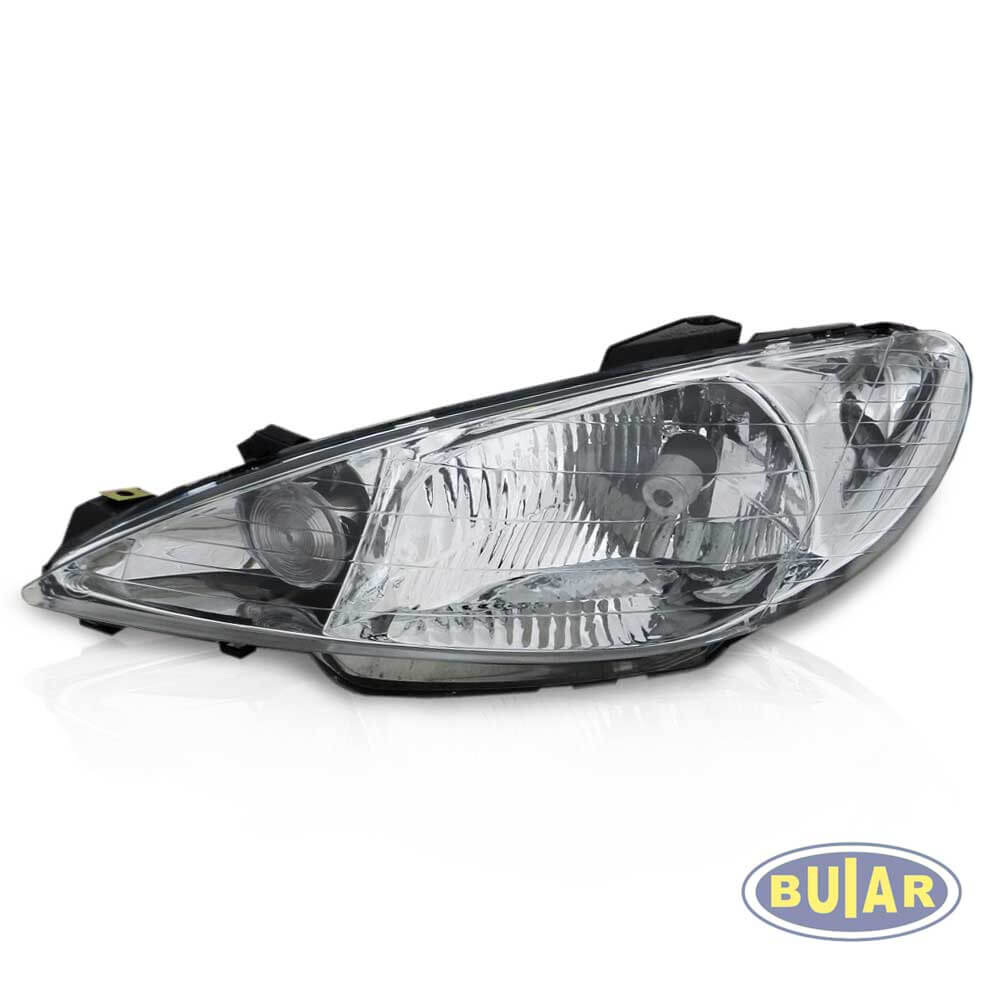 Farol Peugeot 206 1998 a 2011 lente lisa foco simples - Buiar Auto Pe�as - Com�rcio de Pe�as em Arauc�ria